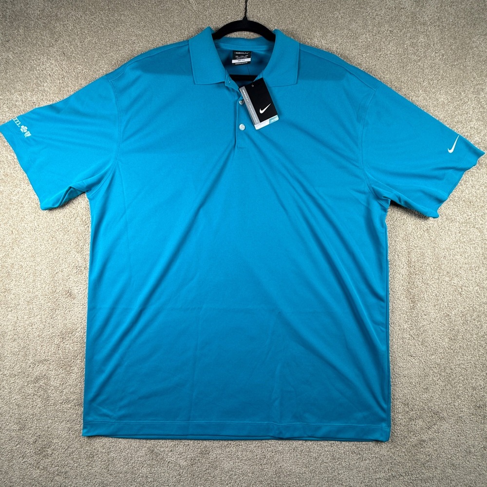 Nike Golf Dri-FIT Polo Shirt Mens XXL Blue Short Sleeve Anthem Logo New